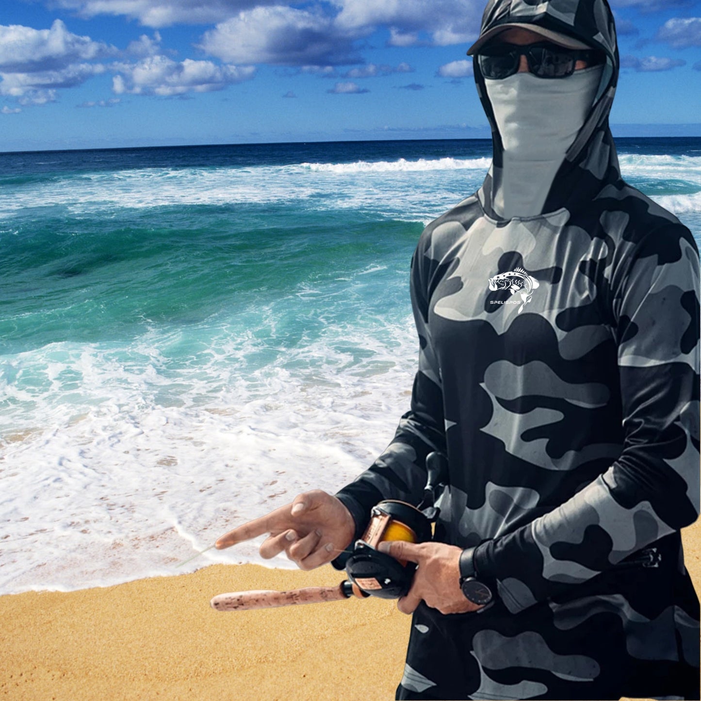 Fishing Hoodie Face Mask Neck Cover Sailing Shirt Summer.